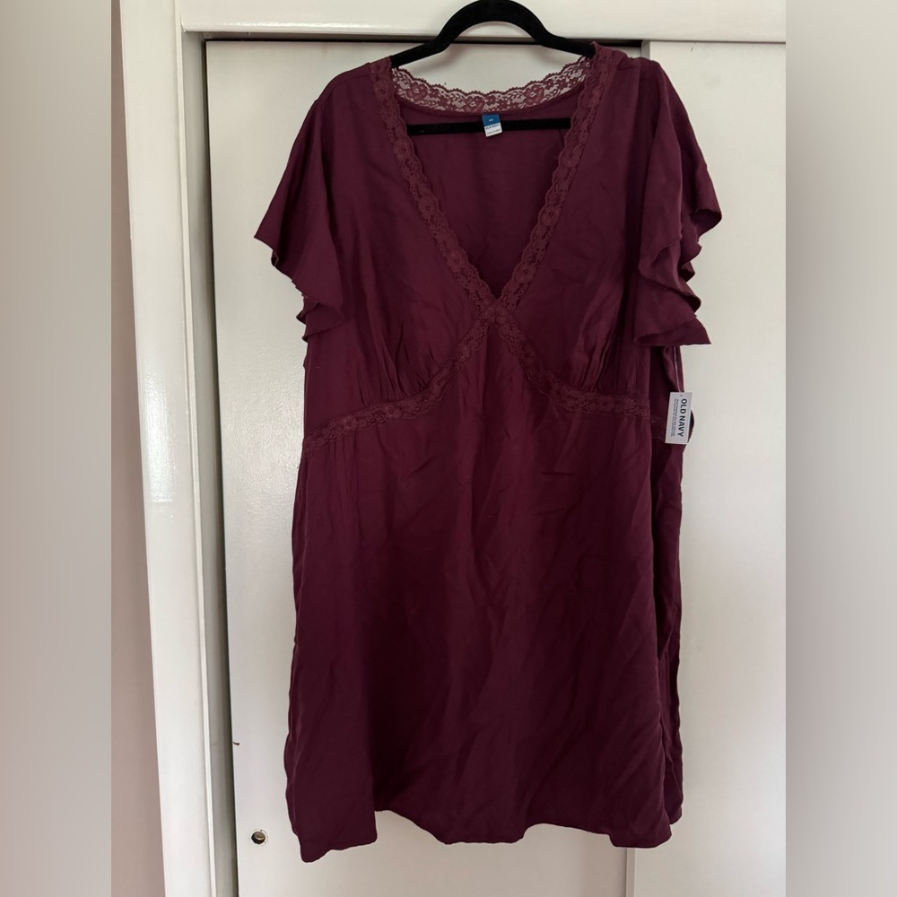 Old Navy Burgundy Lace-Trim Dress